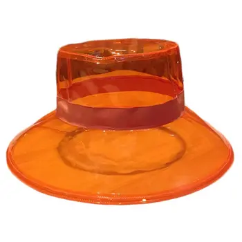 Unisex PVC Transparentné Vedierko Hat Svetlé Jelly Široký Okraj Nepremokavé Dážď klobúk 83XF