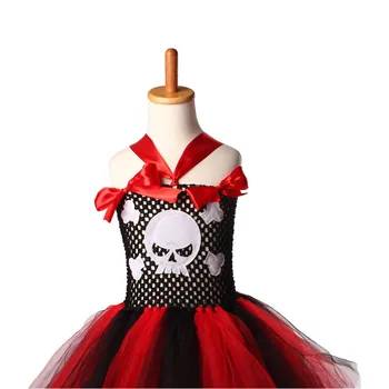 Pirát Inšpiroval Dievčatá Tutu Šaty Deti Halloween Tému Sprievod Nosenie Lebky Embellishment Deti Tylu Party Foto Kostým