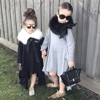 Baby Dievčatá Bežné Swing Max Batwing Voľné Asymetrické Šaty s dlhým rukávom Afganskej Maxi Voľné Batwing Šaty Oblečenie Sundress