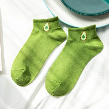 3pairs Bavlna Krátke Ponožky Ženy Nastaviť Zelené Avokádo je Ovocie Zábavné, Roztomilé Ponožky Harajuku Japonský Bežné Dievča Členok Sox Vianočný Darček