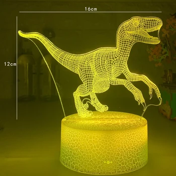 Nové 3D LED Nočné Svetlo Lampy Dinosaura 16 Farieb, Diaľkové Ovládanie, Stolové Lampy, Hračky Narodeniny, Vianočné Darčeky Pre deti, Domáce Dekorácie