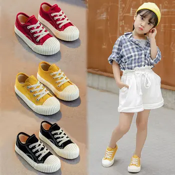 Detské plátno topánky na vysokej hornej dosky topánky chlapci a dievčatá candy farby dieťa materskej školy biele topánky