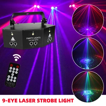 YSH LED Disco Laserové Svetlo DMX Mini 9 Oči RGBW Fáze svetelný Efekt pre DJ Club Bar Dekorácie, Party Osvetlenie Lampa Projektora