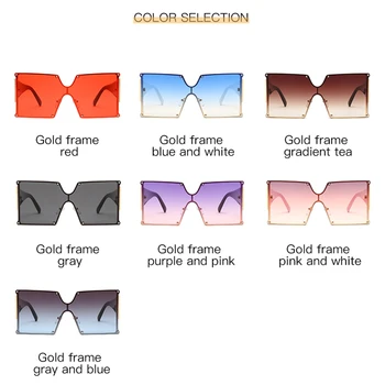 Veľké Flat Top Okuliare Módne Značky, Dizajn Žena 2020 Nadrozmerné Námestie Slnečné Okuliare Gradient Modrá Ružové Odtiene Lunette De Soleil
