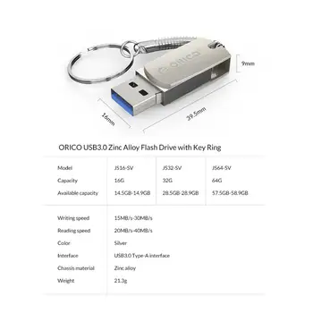 ORICO 64 GB 32 GB, 16 GB U diskov USB Flash Disk USB3.0 Zadajte Interface Flash Disk s Lock Design Pre Mobilný Telefón, Počítač