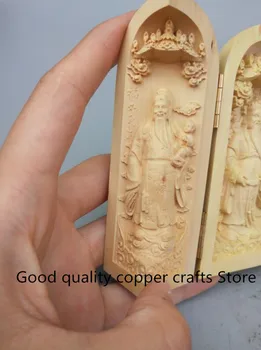 Čína handwork drevorezbárstvo Fu lu shou boh sochu Budhu