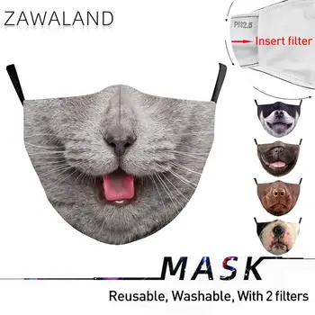 Zawaland Mačka, Pes Vytlačiť Maska Umývateľný Textílie Úst Čiapky Zábavné Cosplay Masku Na Tvár Dospelých, Deti Úst Utlmiť Ochranný Filter Maska