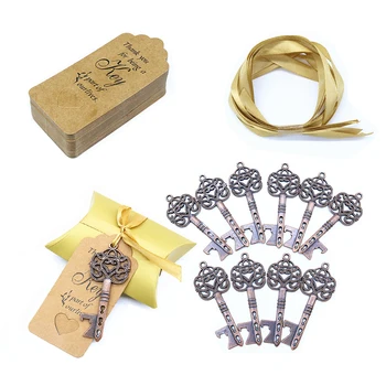 50pcs/veľa Vintage Skeleton Key Otvárač Svadobné Prospech Suvenír Darčeková Sada Vankúš Candy Box Escort Ďakujeme, že Ste Značku francúzskej Páse s nástrojmi