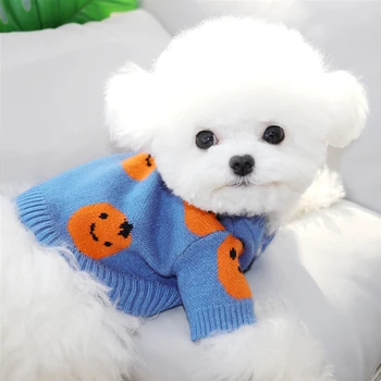 Zimné Cardigan Pet Sveter Modrej, Oranžovej, Bradáče Pomeranian Yorkshire Teddy Mačka Bišonika, Pudel Šteňa Psa Oblečenie