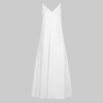 Bežné Ženy Voľné Letné šaty 2020 Farbou Jednoduchý dizajn Špagety Popruh big swing maxi šaty