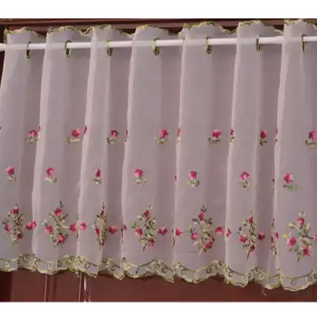 Vyšívaný Kvetinový Tylu Záves na Okenné Závesy Obývacia Izba, Spálňa Pastoračnej Tylu Záclony, Závesy Textílie