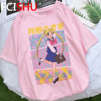 Kawaii Sailor Moon Legrační Karikatúra T Shirt Ženy Roztomilý Usagi Fashion T-shirt Dámy Japonské Anime Tričko Fashion Top Tees Žena