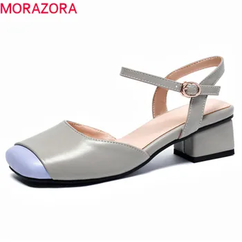 MORAZORA 2020 najnovšie ženy sandále pracky letné topánky štvorcové prst zmiešané farby med podpätky strany prom topánky žena, veľká veľkosť 45