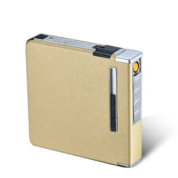 Prenosné 2-v-1, USB Elektronické Poplatok Cigariet Prípade Box S Ľahšími Automatická Cigareta Držiak na Nabíjanie pomocou pripojenia USB Zapaľovač Pre Mužov