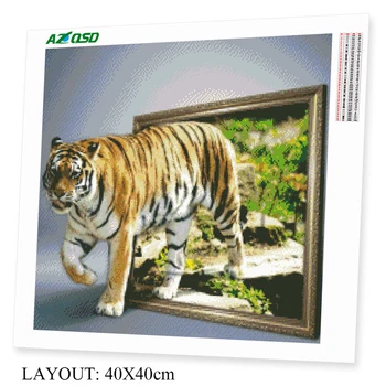 AZQSD Diamond Maľby Plné Námestie Tiger Diamond Výšivky Zvierat Mozaikový Obraz Kamienkami Darček Ručne Domova