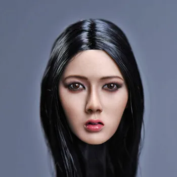 YMTOYS 1/6 Rozsahu Ázia Dievča Hlavu Sculpt Vyrezávané Model Čierne Dlhé Vlasy Fit Za 12