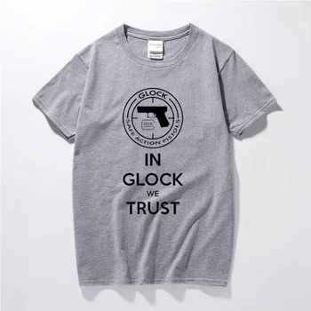 Letné Camisetas Hombre T shirt Pištoľ Glock USA Logo T-shirt Bavlna Krátky Rukáv Tričko Módne Topy Tee tričko homme
