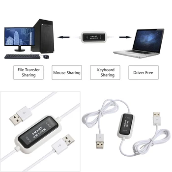 2 Port USB KM Klávesnice, Myši Prepnúť Súbor Prenos Dát Zdieľať Odkaz Kábel pre hráčov hier desktop, notebook, notebooky, tablety, počítače mac