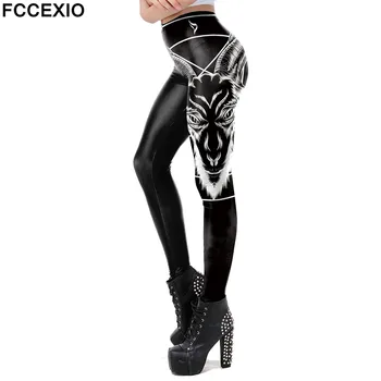 FCCEXIO Vytlačené Čierny Lebkový Ghost Diablo Chudá Fitness Legíny Streetwear Vysokej Cvičenie Legíny Ženy Nohavice Nový 3D Nohavice