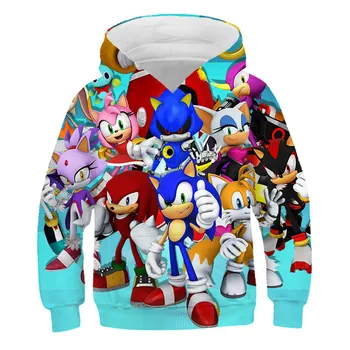 2020 Nový Jesenný, Zimný Kabát nadzvukové Deti Chlapci Dievčatá Oblečenie Sonic the Hedgehog Kapucňou Cartoon 3D Hoodies Topy Mikina