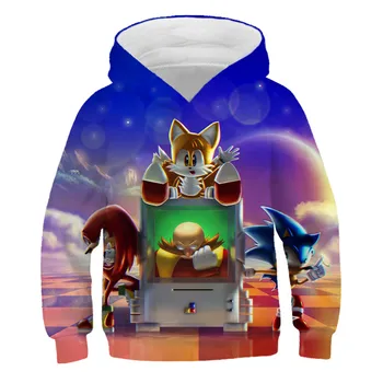 2020 Nový Jesenný, Zimný Kabát nadzvukové Deti Chlapci Dievčatá Oblečenie Sonic the Hedgehog Kapucňou Cartoon 3D Hoodies Topy Mikina