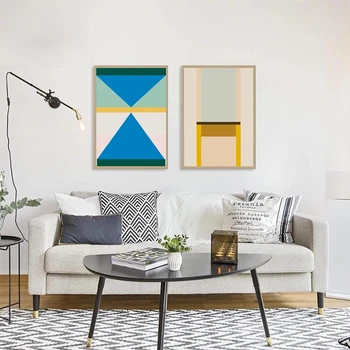 Abstraktné, Farebné Geometrické Trojuholníky Plagáty Plátno Na Maľovanie Vytlačí Wall Art Galéria Obrázkov Obývacia Izba Interiér Domova