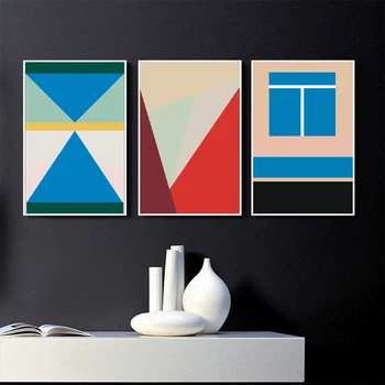 Abstraktné, Farebné Geometrické Trojuholníky Plagáty Plátno Na Maľovanie Vytlačí Wall Art Galéria Obrázkov Obývacia Izba Interiér Domova