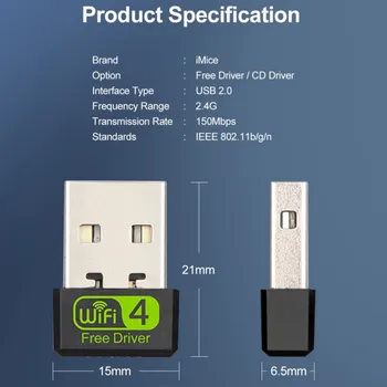 2.4 GHz Mini USB Adaptéra Wifi 150Mbps USB, Ethernet, Wifi Dongle, Sieťová Karta Anténa Wi-Fi Prijímač Voľný Ovládač Pre PC, Notebook