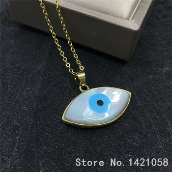 Klasická veľká veľkosť perleť marquise modré oko mp náhrdelník prívesok pre ženy a dievča