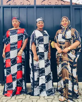 Nový štýl Módy Klasické Africké ženy oblečenie Dashiki abaya zadarmo veľkosť tlače dizajn a šatku voľné dlhé šaty