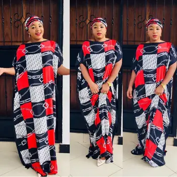 Nový štýl Módy Klasické Africké ženy oblečenie Dashiki abaya zadarmo veľkosť tlače dizajn a šatku voľné dlhé šaty