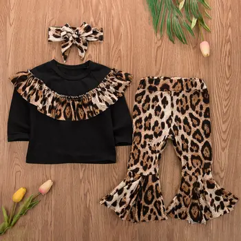 Detská Baby Girl 6M-5T Romper Top T-shirt Nohavice Leopard Oblečenie Oblečenie Nastavenie Strany 3KS