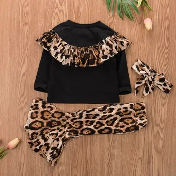 Detská Baby Girl 6M-5T Romper Top T-shirt Nohavice Leopard Oblečenie Oblečenie Nastavenie Strany 3KS