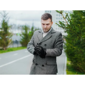 Pánske rukavice, veľkosť 11.5, hladké, fleece podšívka, čierna