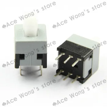 (50PCS/LOT) 8,5 mm x 8,5 mm Push Hmatové Moc Micro Switch Samostatne lock On/off tlačidlo