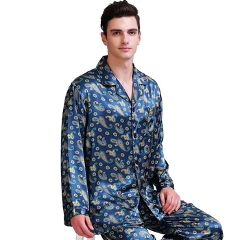 Mens Hodváb Saténové Pyžamo Nastaviť Pajama Pyžamá PJS Sleepwear Nastaviť Plavky S,M,L,XL,XXL,3XL,4XL