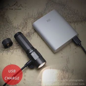 NA CESTE, U 18 (NoBattery) Typ-C, USB DirectCharge LED Baterka 18650 Nabíjateľná Baterka Taktické mini Pochodeň UltraBright