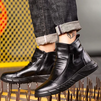 Originálne Kožené pánske Topánky Bezpečnostná Obuv Muži Chelsea Boots Oceľovou Špičkou Topánky Práce Tenisky Nezničiteľný Obuv Bezpečnostná Obuv