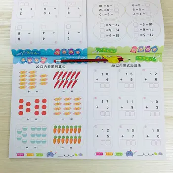 12 Kníh/sady Detí sčítanie a Odčítanie k vyučovaniu Matematiky Čínsky Znak Úderov Rukou, cvičebnica