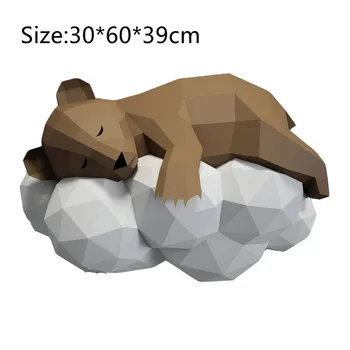 3D Papier Model Malého Medveďa na Cloud Papercraft Domova Dekorácie Hádanky Educational DIY Deti Hračky Darček k Narodeninám