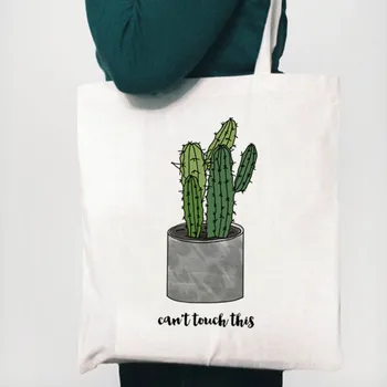 Ženské Shopper Študent Knihy Darčekové Tašky Ženy Taška nemôže Dotknúť Tento Kaktus Kreslenie Vytlačiť Opakovane Nakupovanie Plátno Tote Bag