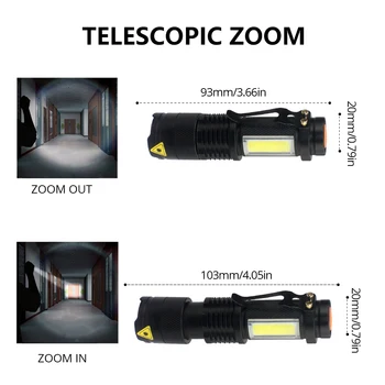 USB Nabíjateľná LED Baterka Mini XPE+KLAS Pochodeň Nepremokavé Zoom Svietidla Nastaviteľné Penlight Prenosné Pracovné Svetlo Camping Lampa