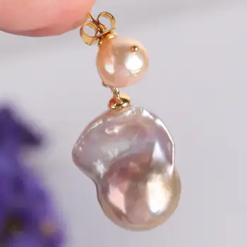 15-25 MM Natural farba barokový pearl Náušnice 18k Ucho Drop Ženy Visieť Príslušenstvo Šperky