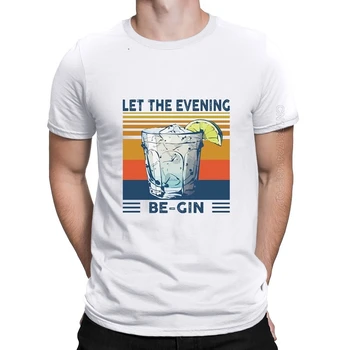 Tričko lete vytlačené mikina Martini Cocktail Nechať Večer Sa Gin Zábavné Retro pánske Tričko Tee Bavlna