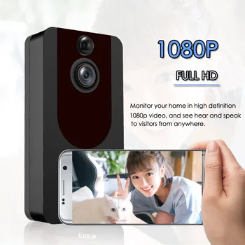 2021 EKEN V7 Bezdrôtový WIFI Smart Visual 1080P Zvonček Nočné Videnie Video Interkom Senzor Zvonček Cat Eye