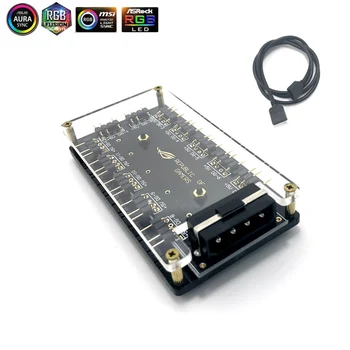 ASUS AURA 5V 3 Pin RGB Hub Rozhranie SYNC Splitter 3Pin Hlavičky Doska Ventilátor Magic Synchrónne Napájanie