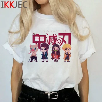 Démon Vrah Harajuku Anime T Shirt Ženy Kimetsu Č Yaiba Ullzang Legrační Karikatúra T-shirt 90. rokov Cool Tričko Grafický Hornej Tees Žena