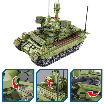 SEMBO Vojenský Tank Panzer Model Stavebné Bloky Technické WW2 Vrtuľník Mesto Truck Vojak Údaje Tehly Hračky Pre Chlapcov
