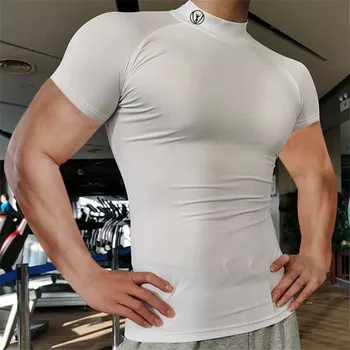 2020 módne pánske fitness oblečenie značky krátkym rukávom pánske T-shirt topy rýchle sušenie výkon vonkajšie beh športové T-shir