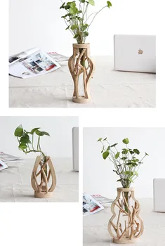 Čistý Handwork Drevené Vázy Zdobené Masívneho Dreva kvetináče pre Vodné Výsadbu Kreatívne Domáce Dekoratívne Vázy